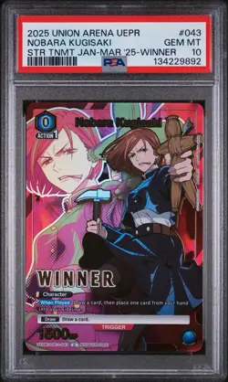 2025 Union Arena Nobara Kugisaki #043 UEPR Winner Promo PSA 10 Jujutsu Kaisen - Image 1