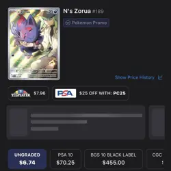 Pokemon TCG N's Zorua 189 SVP Black Star Promos Holo Promo Card English - Image 2