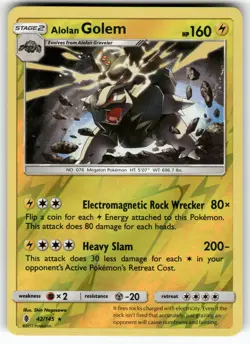 Alolan Golem 42/145 Holo Holo Rare Guardians Rising Pokemon Reverse Holo NM - Image 1