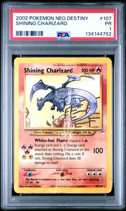 2002 POKEMON NEO DESTINY #107 SHINING CHARIZARD PSA 1 - Image 1