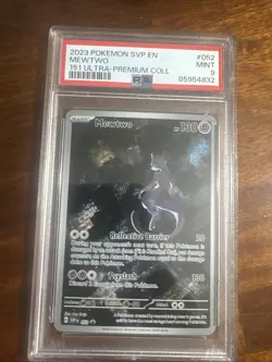 Pokemon 2023 Mewtwo 052 Holo Black Star Promo 151 Ultra-Premium Collection PSA 9 - Image 1