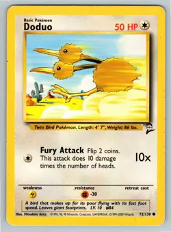 Pokemon TCG Doduo Base Set 2 72/130 Regular Unlimited Common - Image 1