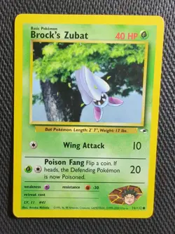 Pokemon TCG Brock's Zubat Gym Heroes 74/132 Regular Unlimited Common NM - Image 1