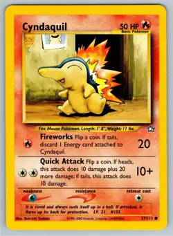 Pokemon TCG Cyndaquil Neo Genesis 57 Regular Unlimited Common - Image 1