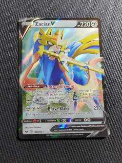 Pokemon TCG Zacian V Sword & Shield Base Set 138/202 Holo Ultra Rare NM - Image 1