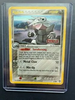 2007 Pokemon EX Power Keepers 1 Aggron Reverse Holo - Image 3