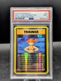 2016 POKEMON XY EVOLUTIONS #80 MISTY'S DETERMINATION REVERSE FOIL PSA 9 MINT 🚀 - Image 1