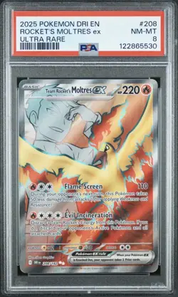 Pokemon Team Rocket's Moltres ex 208/182 Ultra Rare Holo EX PSA 8 - Image 1