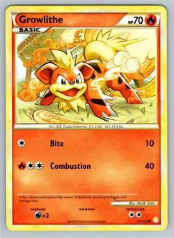 Pokemon TCG Growlithe Heartgold Soulsilver 65/123 Regular Common NM - Image 1