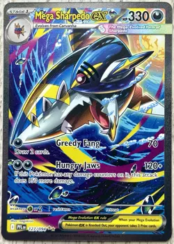Mega Sharpedo ex 127/094 EN Hyper Rare Pokemon PFL Secret Rare Full Art NM - Image 1