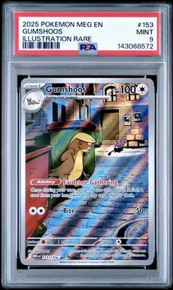2025 Pokemon Mega Evolution Gumshoos 153/132 Illustration Rare PSA 9 - Image 1