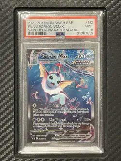 2021 PSA 9 Vaporeon VMAX #182 Full Art Black Star Promo SWSH182 Pokemon TCG - Image 1