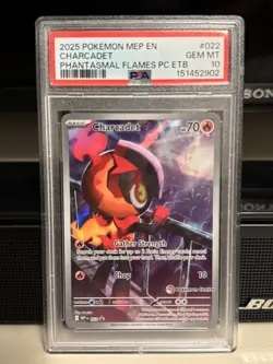 PSA 10 Charcadet 022 Pokemon Center Stamp Phantasmal Flames ETB Promo Pop 16 - Image 1