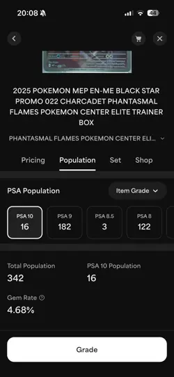 PSA 10 Charcadet 022 Pokemon Center Stamp Phantasmal Flames ETB Promo Pop 16 - Image 2