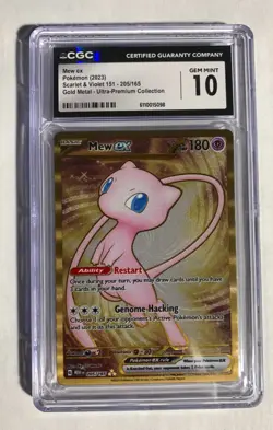 Pokemon TCG: 151 Mew EX 205/165 CGC 10 GEM MINT Gold Metal From 151 UPC - Image 1