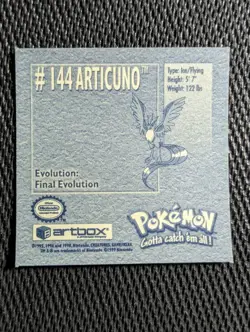Articuno #144 Pokemon 1999 Artbox Sticker NM - Image 2