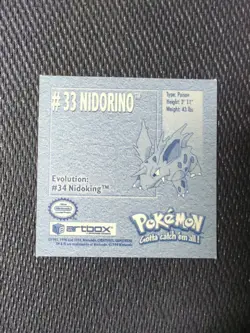 Nidorino #33 Pokemon 1999 Artbox Sticker NM - Image 2