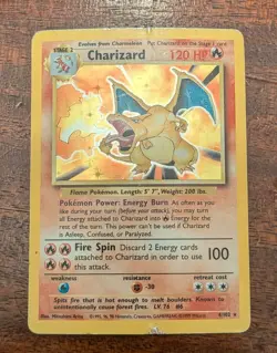 Pokemon Charizard 4/102 Holographic Card 1999. Please Read Description. - Image 1