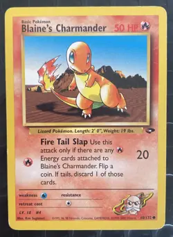 Blaine's Charmander 60/132 Gym Challenge Set Vintage Pokemon TCG Card WOTC - Image 1