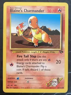 Blaine's Charmander 60/132 Gym Challenge Set Vintage Pokemon TCG Card WOTC - Image 1