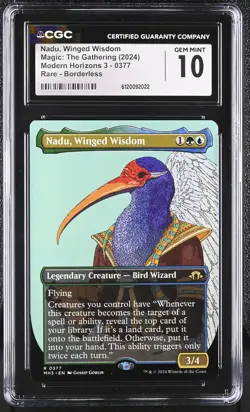 NADU, WINGED WISDOM Modern Horizons 3 Borderless Rare CGC 10 MTG - Image 1