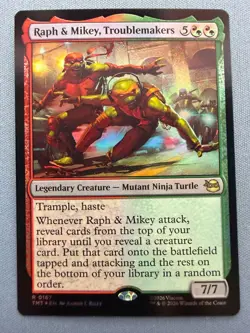 Raph & Mikey, Troublemakers FOIL - Teenage Mutant Ninja Turtles MTG TMNT #167 NM - Image 1