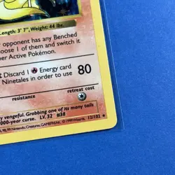1999 Pokemon Base Set Shadowless Ninetales 12/102 MP - Image 4
