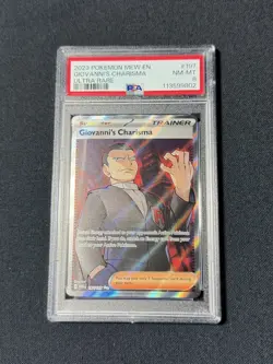 2023 POKEMON MEW EN-151 ULTRA RARE #197 GIOVANNI'S CHARISMA PSA 8 - Image 1
