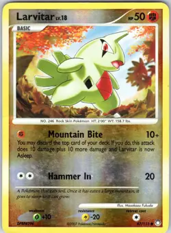 LARVITAR 87/123 MYSTERIOUS TREASURES POKEMON REVERSE HOLO DMG - Image 1
