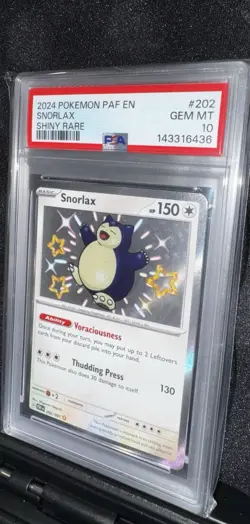 Pokemon Snorlax 202/091 SV: Paldean Fates Shiny Rare Holo PSA 10 GEM MT 2024 - Image 1
