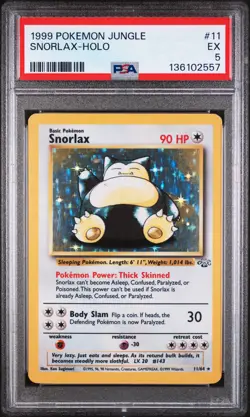 1999 POKEMON JUNGLE #11 SNORLAX-HOLO PSA 5 - Image 1