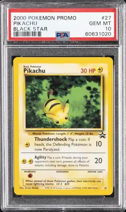 2000 POKEMON PROMO BLACK STAR #27 PIKACHU PSA 10 - Image 1
