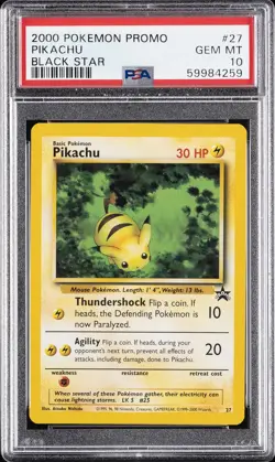 2000 POKEMON PROMO BLACK STAR #27 PIKACHU PSA 10 - Image 1