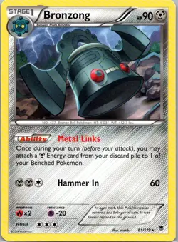 Pokemon TCG Bronzong 61/124 Fates Collide LP - Image 1