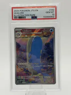 2025 POKEMON JTG EN-JOURNEY TOGETHER ILLUSTRATION RARE #162 WAILORD PSA 10 - Image 1