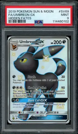 Pokemon PSA 9 Umbreon GX SV69/SV94 Sun & Moon Hidden Fates Shiny Vault Mint - Image 1