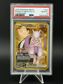 PSA 10 Team Rocket's Mewtwo EX 240/182 Gold Hyper Rare Destined Rivals Pokemon - Image 1