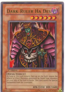 Yugioh! MP Dark Ruler Ha Des - LOD-001 - Ultra Rare - 1st Edition Moderately Pla - Image 1