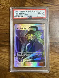 PSA 10 N’s Resolve 232 Cosmic Eclipse 2019 Full Art Pokemon - Image 1