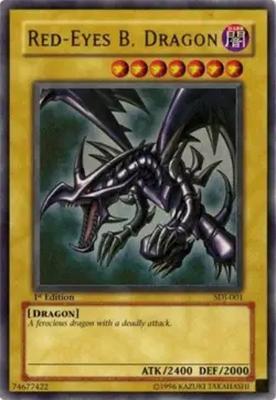 Yugioh! MP Red-Eyes B. Dragon - SDJ-001 - Ultra Rare - 1st Edition Moderately Pl - Image 1