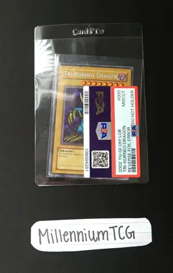 YuGiOh TRI-HORNED DRAGON LOB-000 REVERSE FOIL ERROR NEAR MINT! PSA NO HOLDER - Image 2