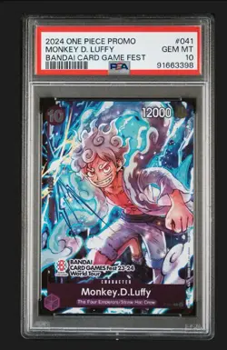 2024 ONE PIECE PROMOS 041 MONKEY D. LUFFY BANDAI CARD GAME FEST PSA 10 ENGLISH - Image 1