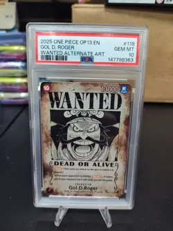 PSA 10 2025 ONE PIECE CARRYING ON HIS WILL WANTED ALT ART #118 GOL D. ROGER - Image 1