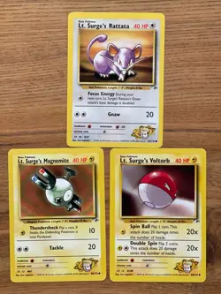 Pokemon gym heros- Lt. surge 3 card lot- 1999 WOTC - Image 1