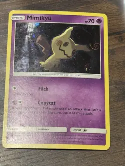 Mimikyu SM99 Black Star Sun & Moon SM Holo Pokemon Card - Image 1