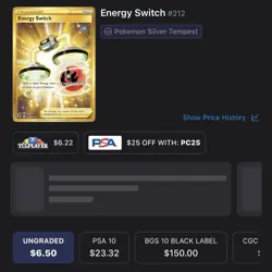 Pokemon Energy Switch 212/195 Silver Tempest Secret Rare Full Art Holo Card - Image 4