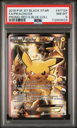 PSA 8 2016 Pokemon XY Black Star Promo #XY124 Pikachu EX Red & Blue Collection - Image 1