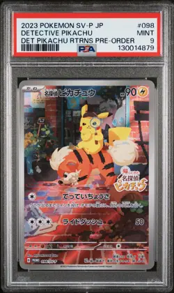 2023 POKEMON JPN SV-P PROMO #098 DETECTIVE PIKACHU PSA 9 - Image 1