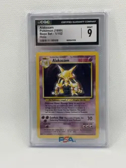 Pokemon 1999 Base Set Alakazam Holo Rare 1/102 CGC 9 Wizards English TCG - Image 1