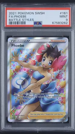 PSA 9 MINT FA Phoebe 161/163 - 2021 Pokemon SWSH Battle Styles - Image 1